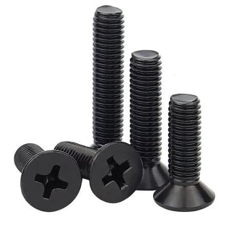 Винт потай крест (Ph) М2х16 DIN 965 чёрный оксид  с головкой под 120 градусов.